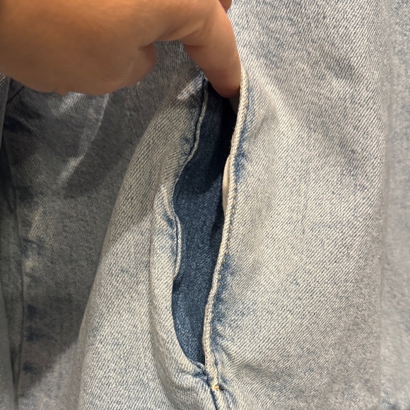 Zara Denim Crew Neck Pullover with center pockets - Picture 2 of 6